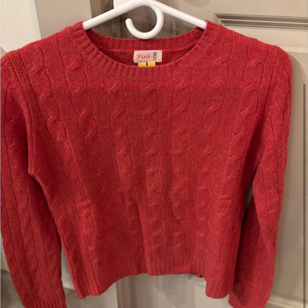 Pink Pineapple Cashmere Cable Knit Sweater